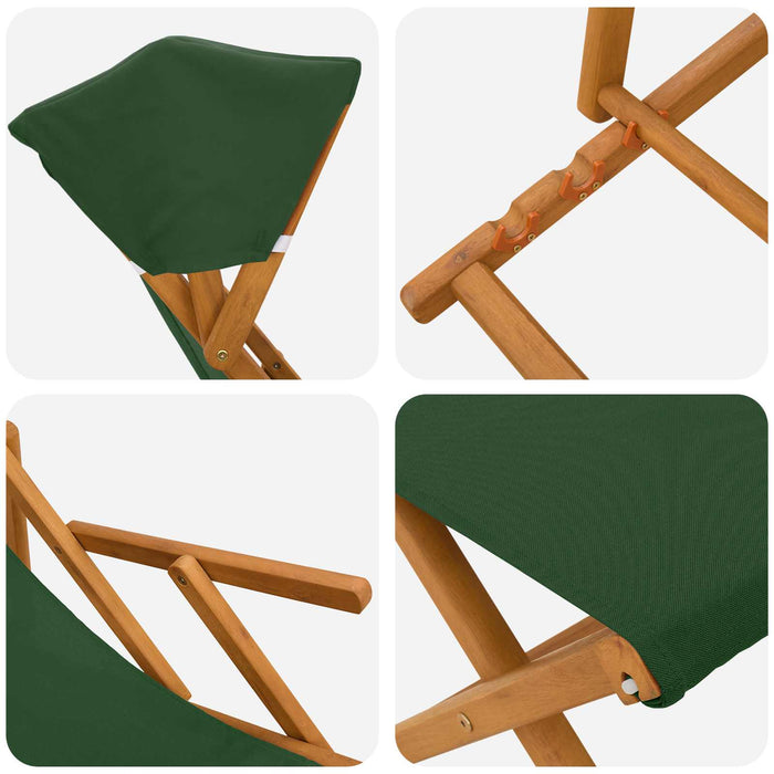 Scaun de plajă 4 pcs 3 Poziție Lemn de eucalipt masiv Verde WALTI