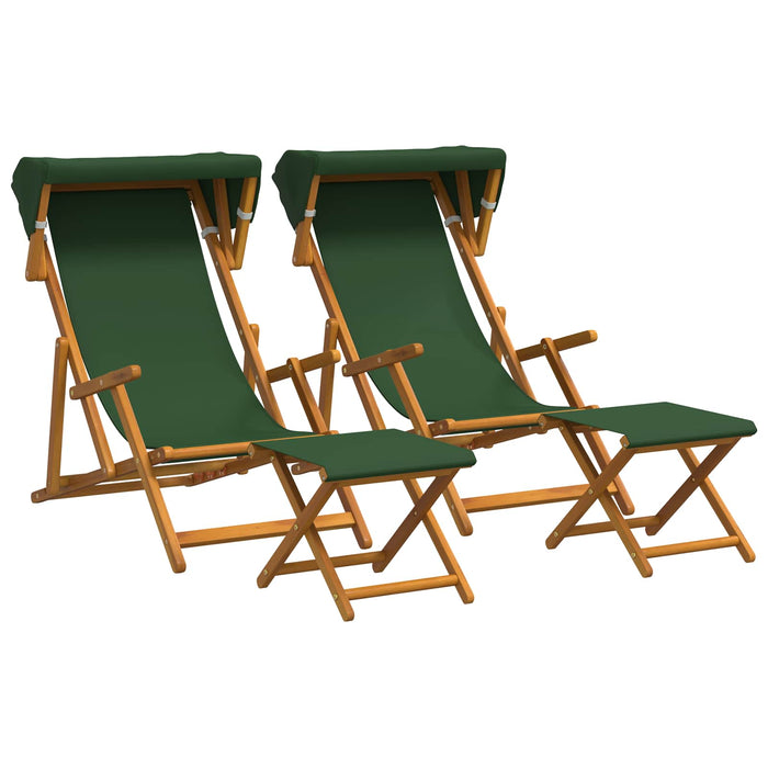 Scaun de plajă 4 pcs 3 Poziție Lemn de eucalipt masiv Verde WALTI