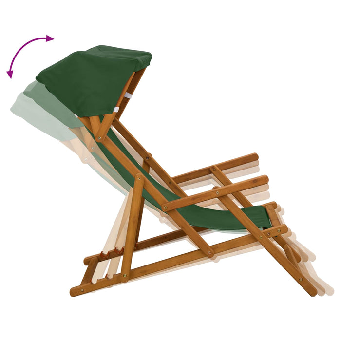 Scaun de plajă 4 pcs 3 Poziție Lemn de eucalipt masiv Verde WALTI