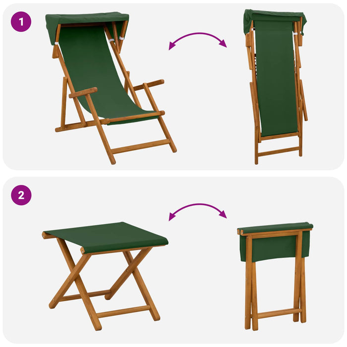 Scaun de plajă 4 pcs 3 Poziție Lemn de eucalipt masiv Verde WALTI