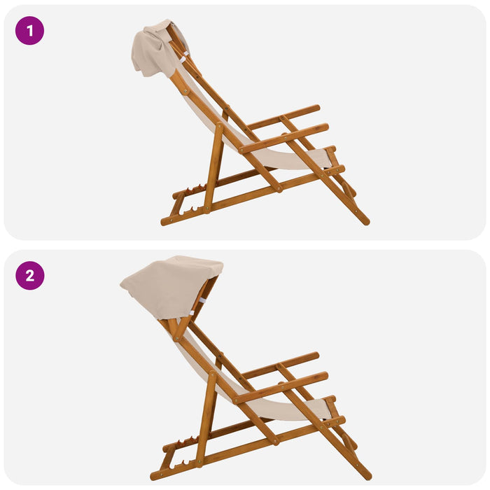 Scaun de plajă 4 pcs 3 Poziție Lemn de eucalipt masiv Bej WALTI