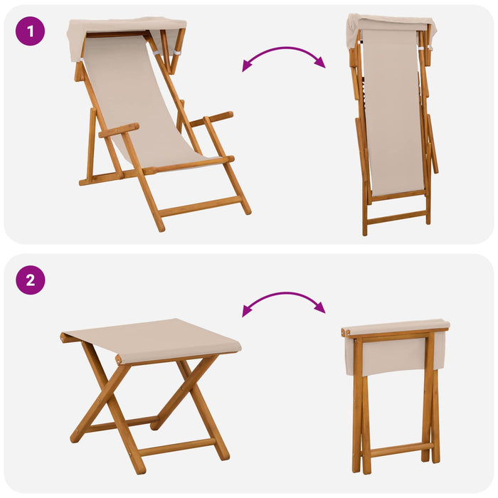 Scaun de plajă 4 pcs 3 Poziție Lemn de eucalipt masiv Bej WALTI