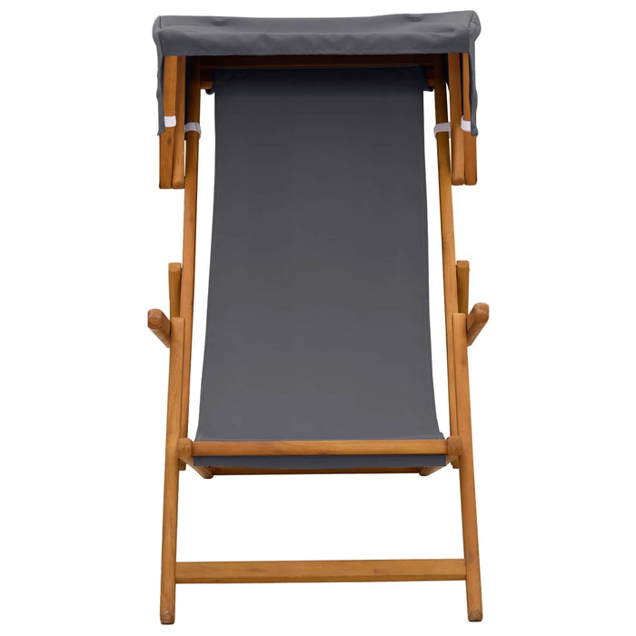 Scaun de plajă 2 pcs 3 Poziție Lemn de eucalipt masiv Gri WALTI