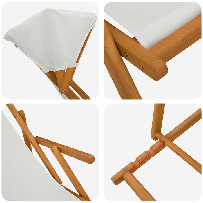 Scaun de plajă 2 pcs 3 Poziție Lemn de eucalipt masiv Crem WALTI