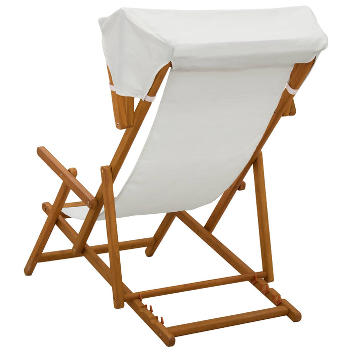 Scaun de plajă 2 pcs 3 Poziție Lemn de eucalipt masiv Crem WALTI