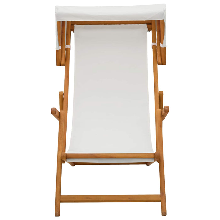 Scaun de plajă 2 pcs 3 Poziție Lemn de eucalipt masiv Crem WALTI