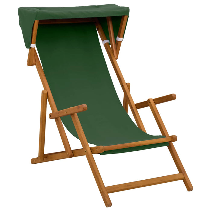 Scaun de plajă 2 pcs 3 Poziție Lemn de eucalipt masiv Verde WALTI