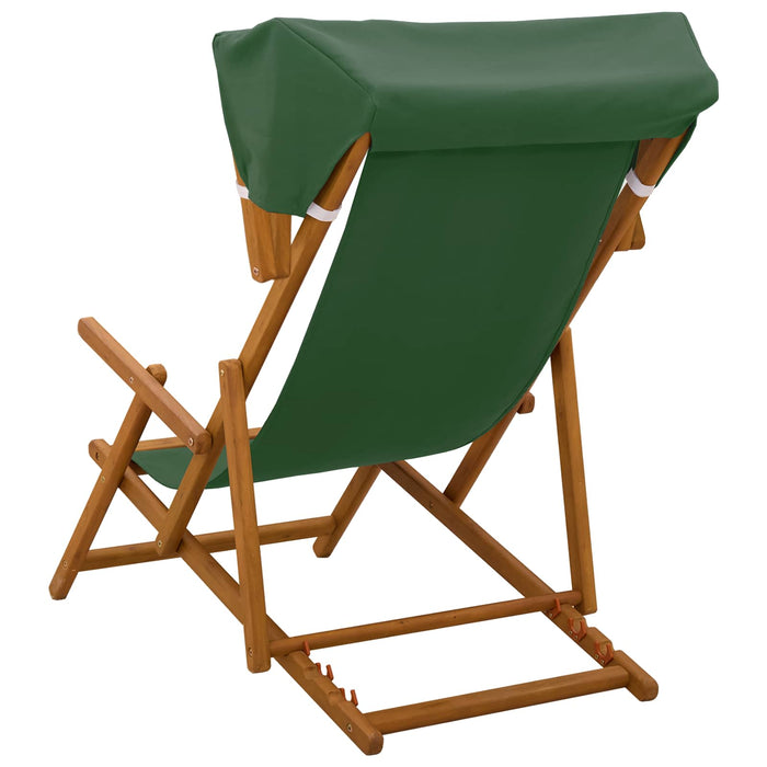 Scaun de plajă 2 pcs 3 Poziție Lemn de eucalipt masiv Verde WALTI