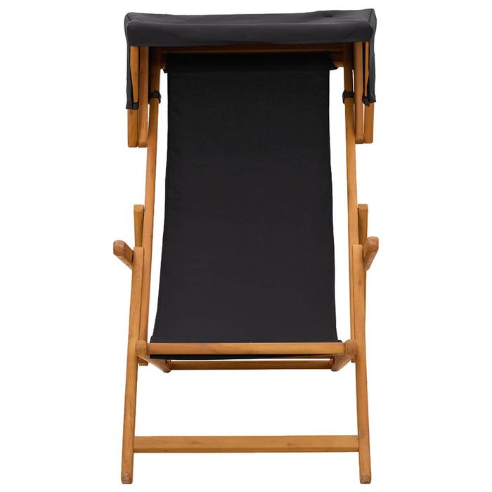 Scaun de plajă 2 pcs 3 Poziție Lemn de eucalipt masiv Negru WALTI