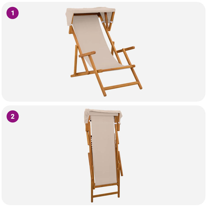 Scaun de plajă 2 pcs 3 Poziție Lemn de eucalipt masiv Bej WALTI