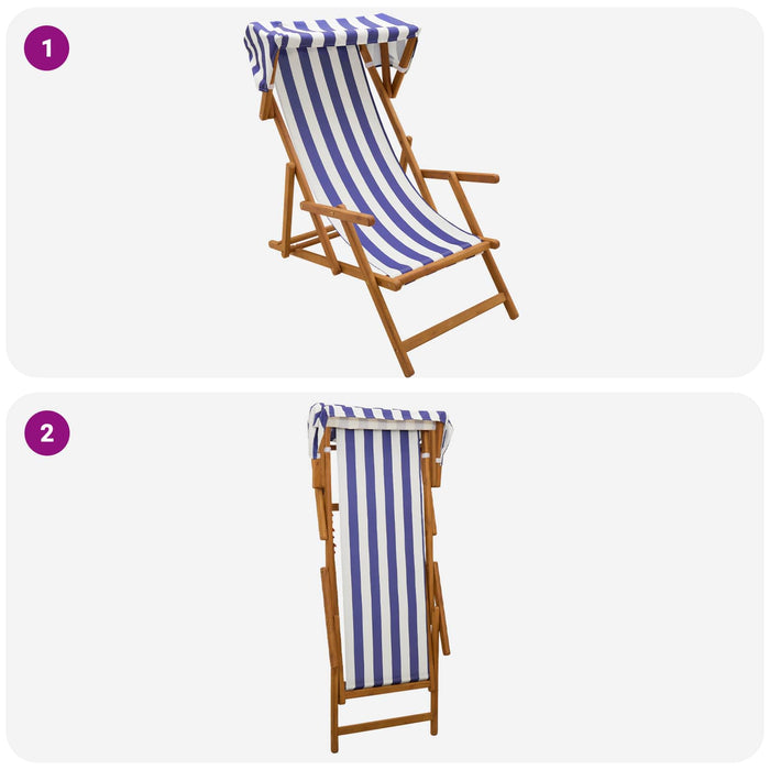 Scaun de plajă 2 pcs 3 Poziție Lemn de eucalipt masiv WALTI