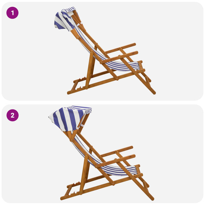 Scaun de plajă 2 pcs 3 Poziție Lemn de eucalipt masiv WALTI