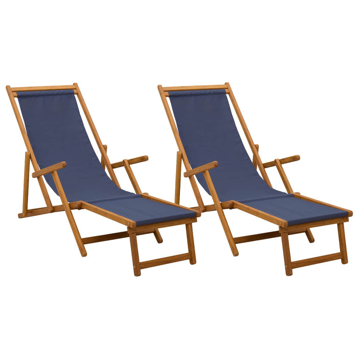 Șezlong pliabil 2 pcs 3 Poziție Lemn de eucalipt masiv albastru WALTI