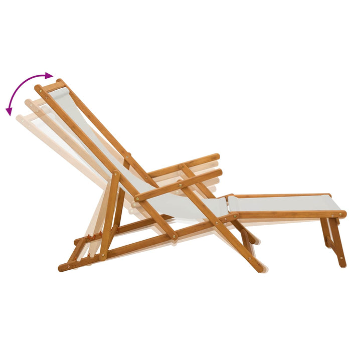 Șezlong pliabil 2 pcs 3 Poziție Lemn de eucalipt masiv Crem WALTI
