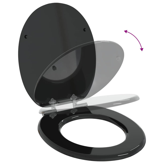 Capac de toaletă cu închidere lentă Negru 44 x 38 cm Placă MDF - WALTI WALTI