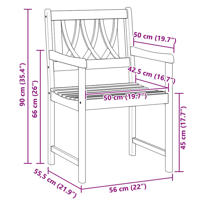 Bancă de exterior 2 pcs natural 56 x 55,5 x 90 cm - WALTI WALTI