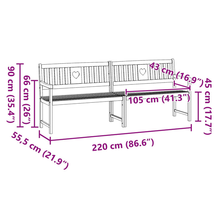 Bancă de exterior natural 220 x 55,5 x 90 cm - WALTI WALTI