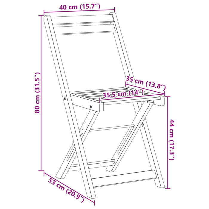 Scaune de grădină pliante 4 pcs natural 40 x 53 x 80 cm - WALTI WALTI