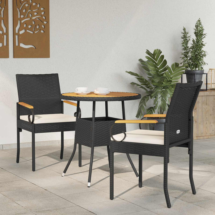 Scaune de grădină cu pernă 2 pcs Negru și Alb crem - WALTI WALTI