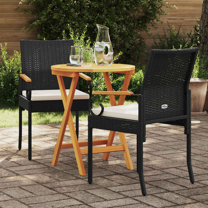 Scaune de grădină cu pernă 2 pcs Negru și Alb crem - WALTI WALTI