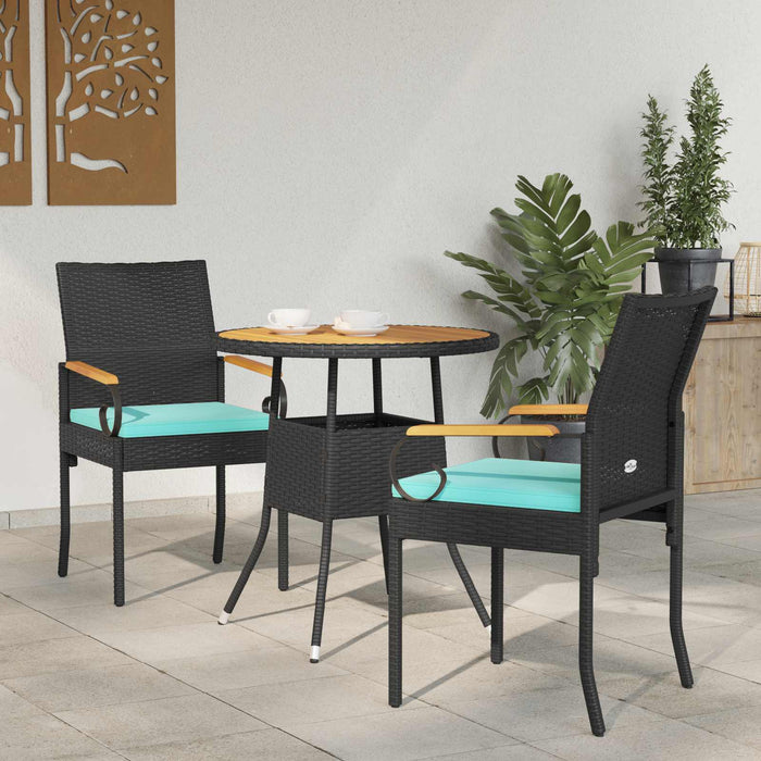 Scaune de grădină cu pernă 2 pcs Negru și Turcoaz - WALTI WALTI