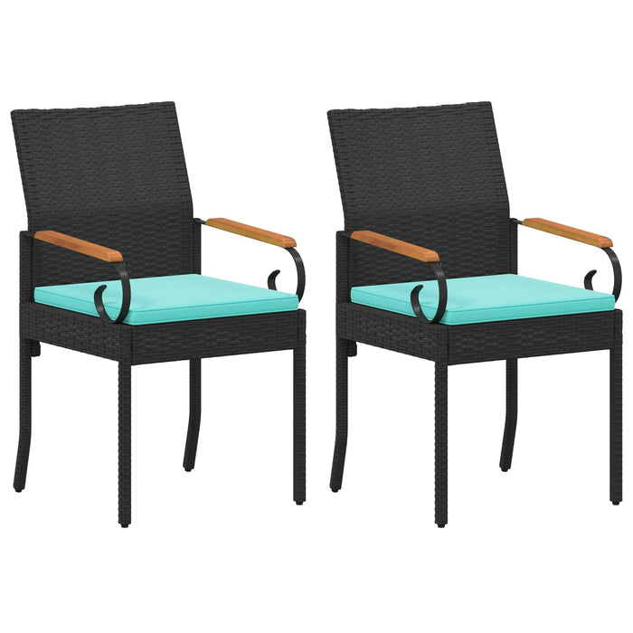 Scaune de grădină cu pernă 2 pcs Negru și Turcoaz - WALTI WALTI
