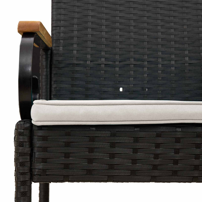 Scaune de grădină cu pernă 4 pcs Negru și Alb crem - WALTI WALTI