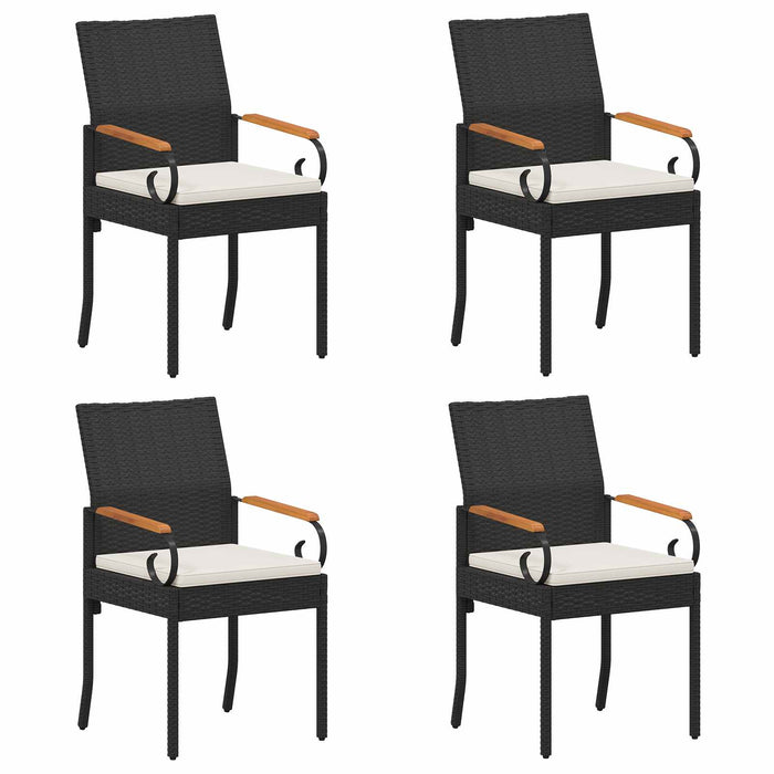 Scaune de grădină cu pernă 4 pcs Negru și Alb crem - WALTI WALTI