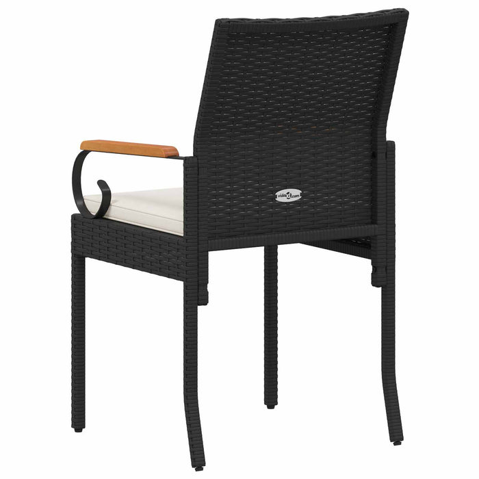Scaune de grădină cu pernă 4 pcs Negru și Alb crem - WALTI WALTI