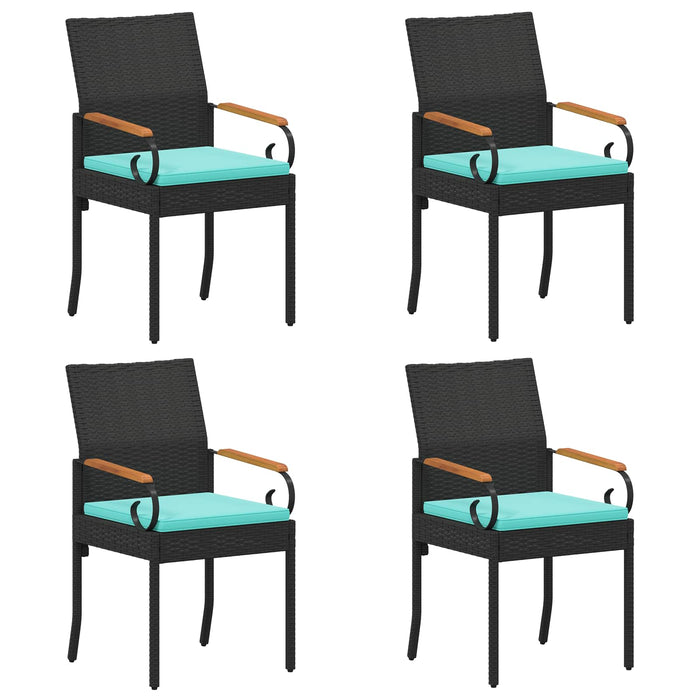 Scaune de grădină cu pernă 4 pcs Negru și Turcoaz - WALTI WALTI