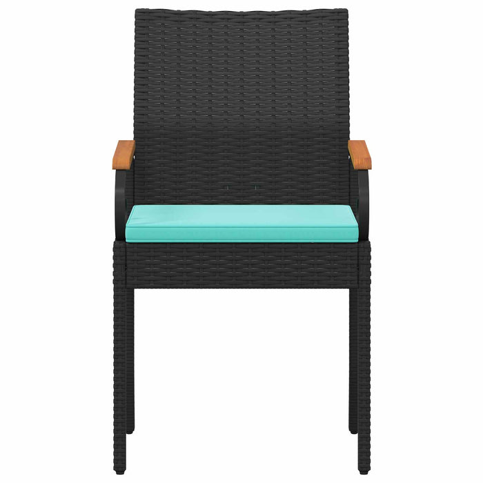 Scaune de grădină cu pernă 4 pcs Negru și Turcoaz - WALTI WALTI