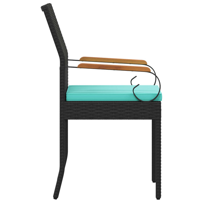 Scaune de grădină cu pernă 4 pcs Negru și Turcoaz - WALTI WALTI