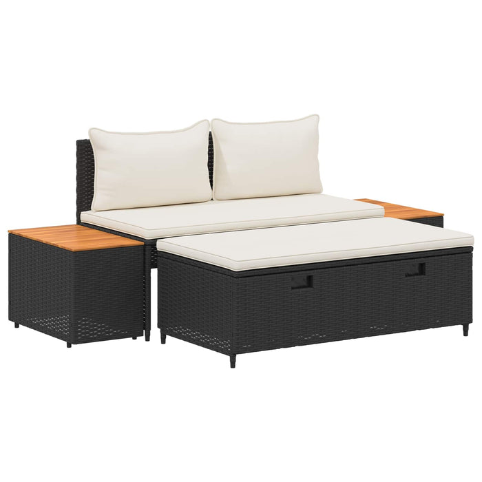 Set de canapele de exterior cu pernă 4 pcs Negru și Alb crem - WALTI WALTI