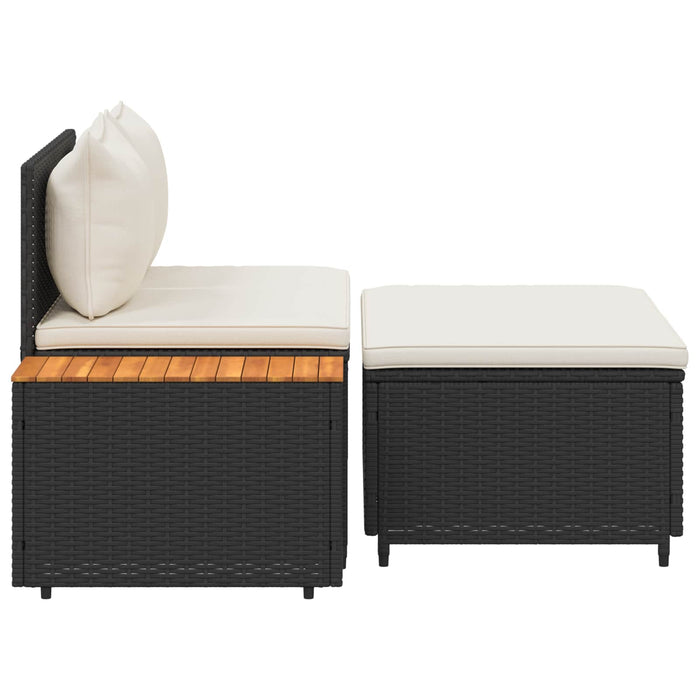 Set de canapele de exterior cu pernă 4 pcs Negru și Alb crem - WALTI WALTI