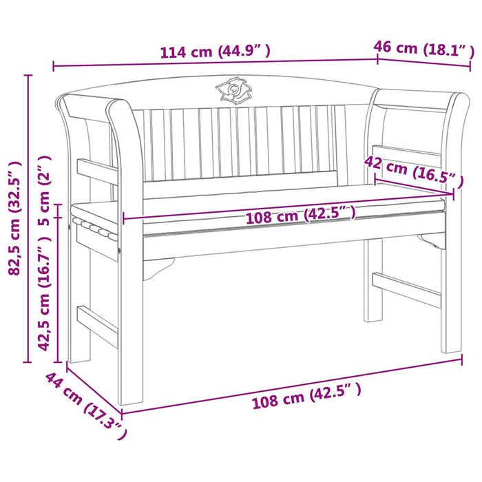bancă cu pernă Finisaj cu ulei natural 114 x 46 x 82,5 cm - WALTI WALTI