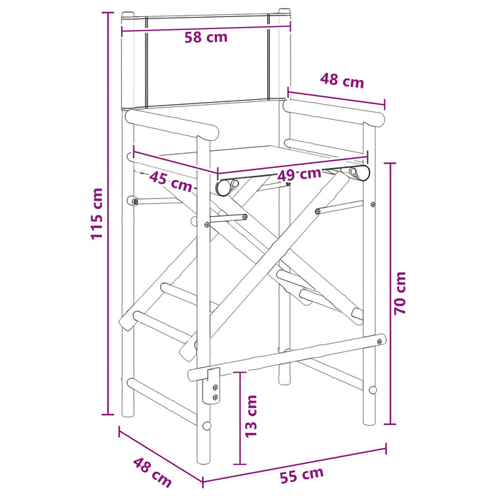 Scaun pliabil pentru directori 2 pcs natural 58 x 48 x 115 cm - WALTI WALTI