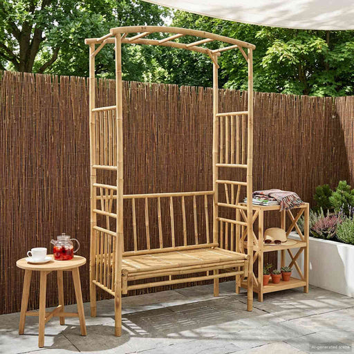 Arc de Grădină cu Bancă natural 115 x 50 x 205 cm Bambus - WALTI WALTI