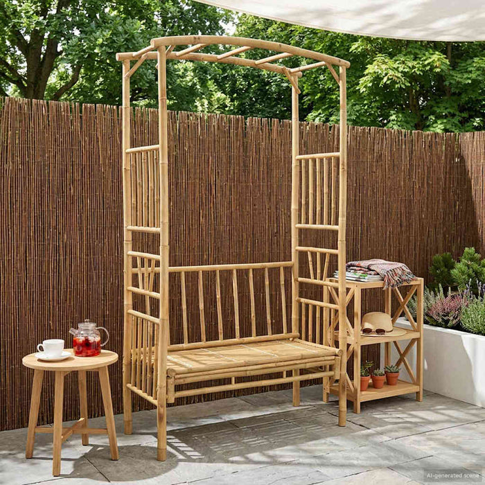 Arc de Grădină cu Bancă natural 115 x 50 x 205 cm Bambus - WALTI WALTI