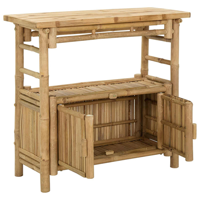 Masă de consolă cu raft cu ușă natural 80 x 35 x 75 cm Bambus - WALTI WALTI