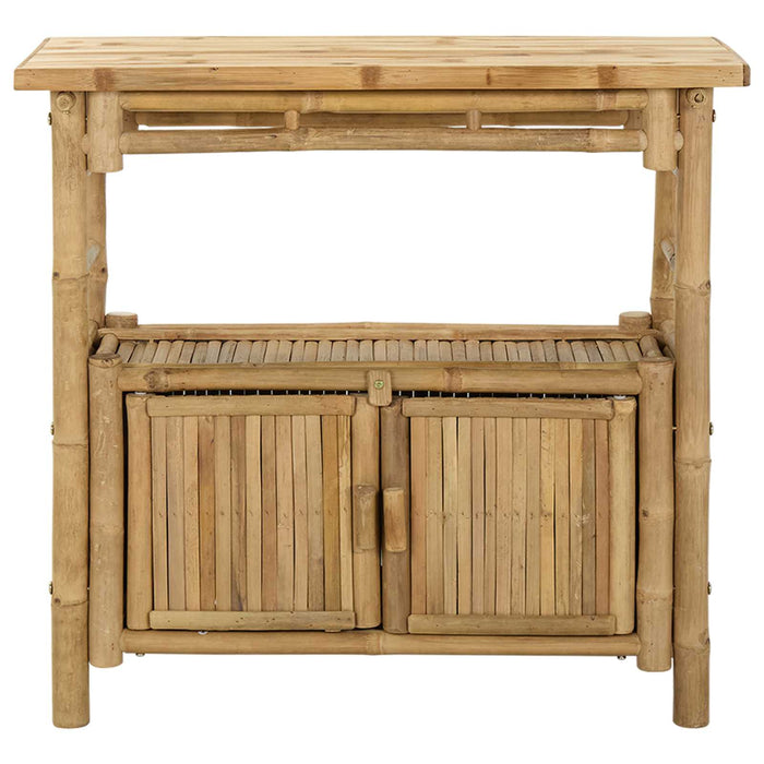 Masă de consolă cu raft cu ușă natural 80 x 35 x 75 cm Bambus - WALTI WALTI