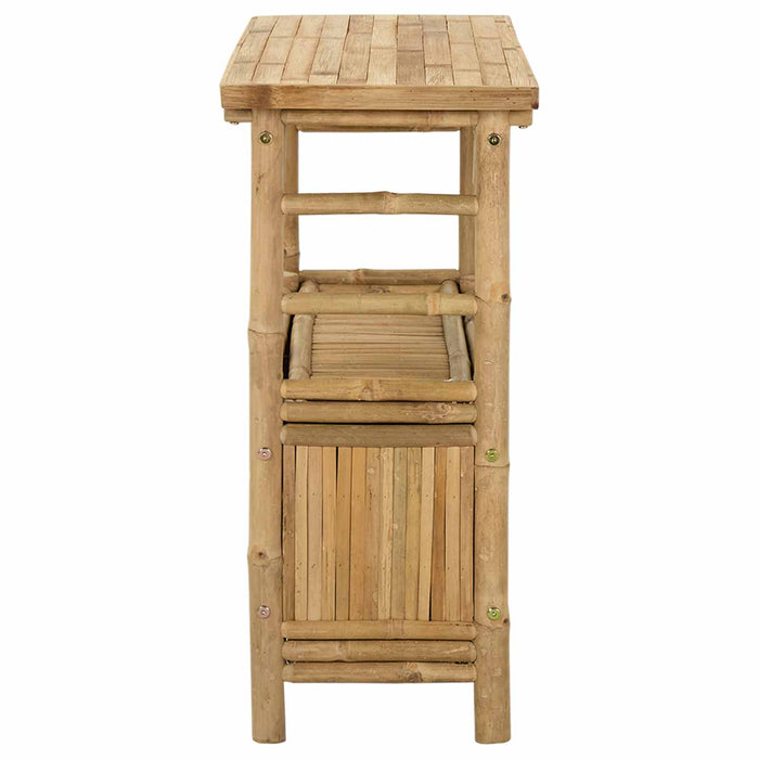 Masă de consolă cu raft cu ușă natural 80 x 35 x 75 cm Bambus - WALTI WALTI
