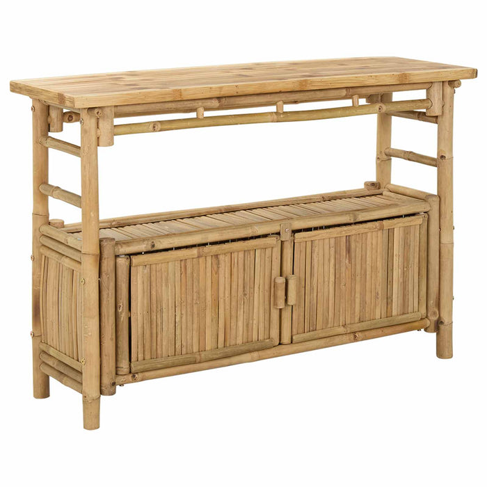 Masă de consolă cu raft cu ușă natural 110 x 35 x 75 cm Bambus - WALTI WALTI