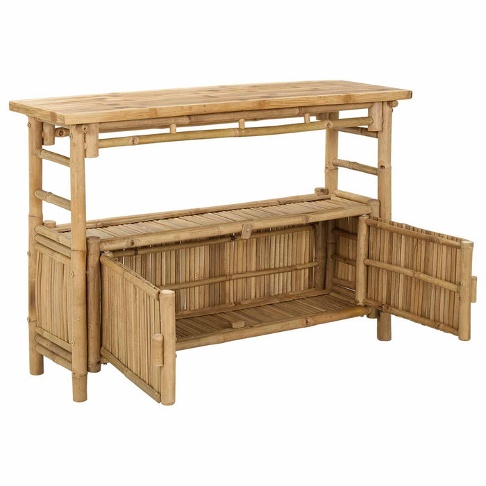 Masă de consolă cu raft cu ușă natural 110 x 35 x 75 cm Bambus - WALTI WALTI