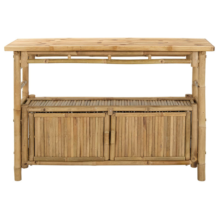 Masă de consolă cu raft cu ușă natural 110 x 35 x 75 cm Bambus - WALTI WALTI