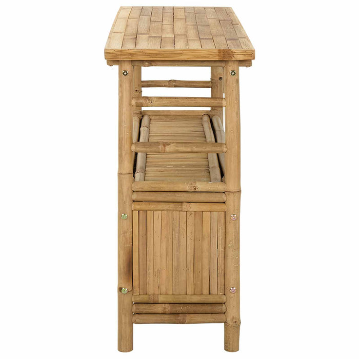 Masă de consolă cu raft cu ușă natural 110 x 35 x 75 cm Bambus - WALTI WALTI