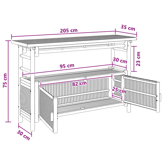 Masă de consolă cu raft cu ușă natural 110 x 35 x 75 cm Bambus - WALTI WALTI