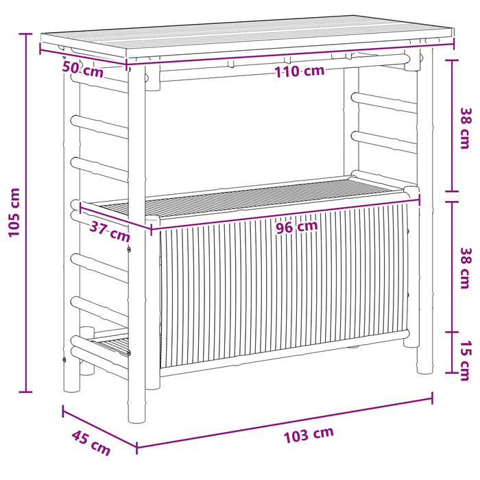 Masă de bar exterioară natural 110 x 50 x 105 cm Bambus WALTI