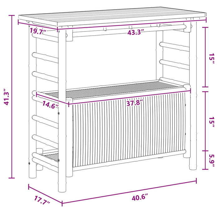 Masă de bar exterioară natural 110 x 50 x 105 cm Bambus WALTI