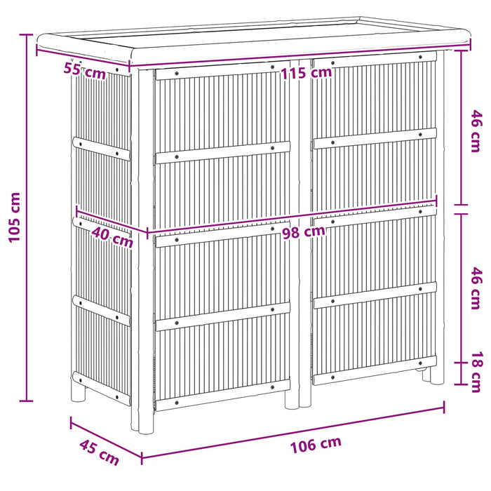 Masă de bar exterioară natural 115 x 55 x 105 cm Bambus - WALTI WALTI