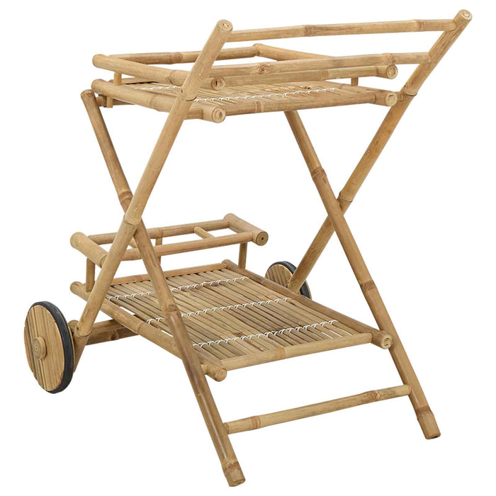 Carucior de ceai cu roți natural 79 x 67.5 x 84 cm Bambus WALTI